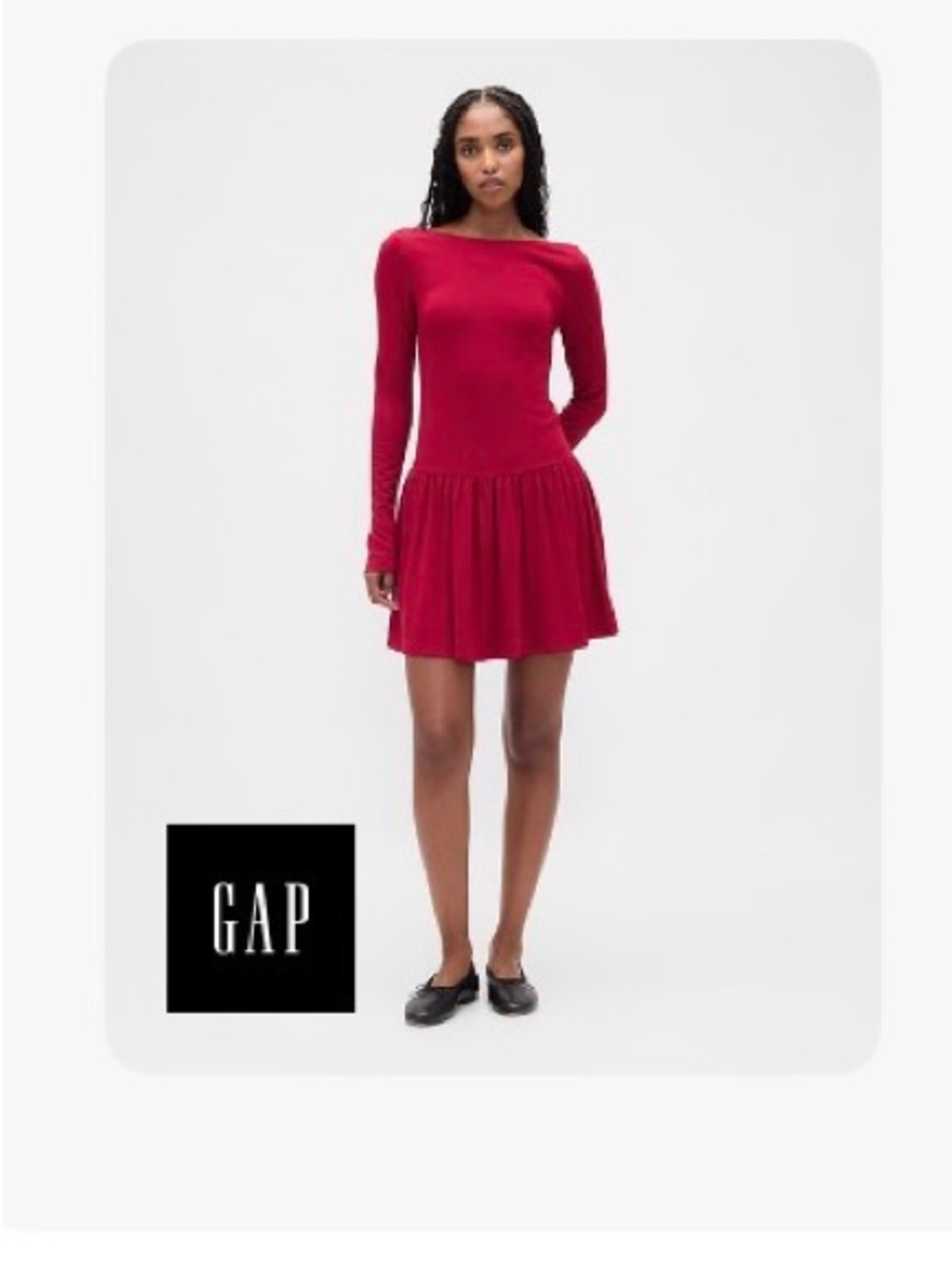 GAP Crimson Long-Sleeve Mini Dress
